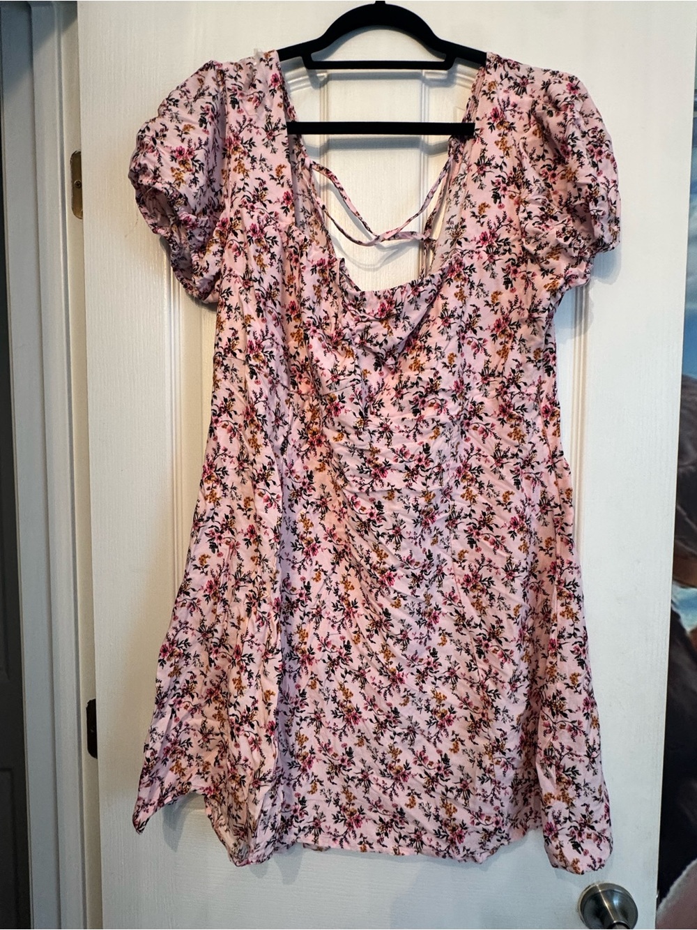 Fashion Nova Pink Floral Puff Sleeve Tunic Top